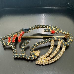 Saber Tooth Tiger Rhinestone Brooch Pin